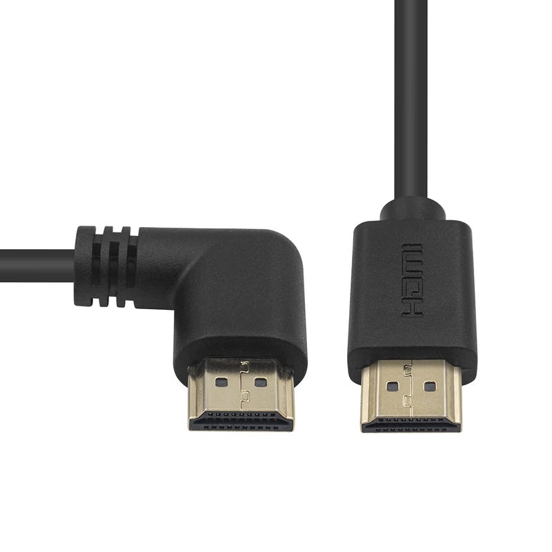 Poyiccot HDMI 2.0 Male to Male Cable 90 Degree, 2 Feet / 60cm Gold Plated High Speed HDMI Male to Male Right Angle Cable 60Hz, 4K * 2K (M/M Right) - Image 3